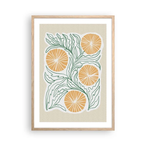 Plakat i ramme af lyst egetræ - Etnisk med et strejf af abstraktion - 50x70 cm