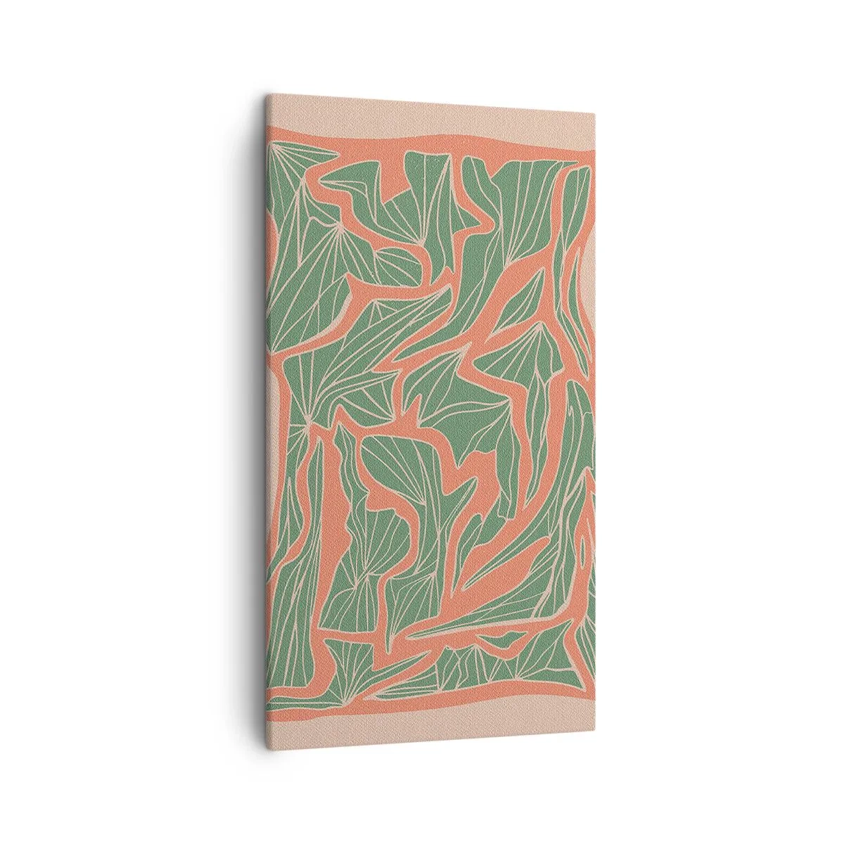 Lærredstryk - Billede på lærred - En kamp mellem koral og grøn - 45x80 cm