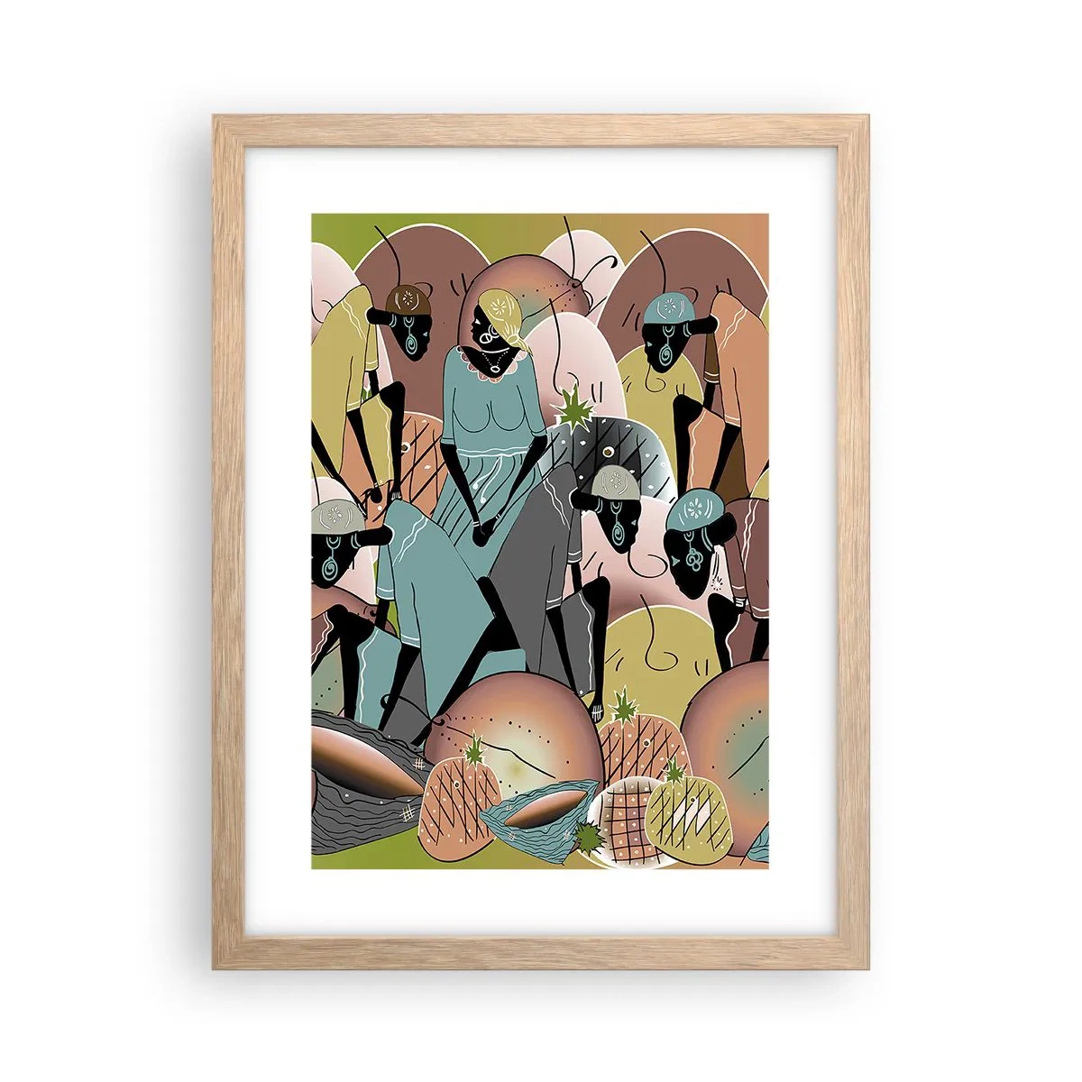 Plakat i ramme af lyst egetræ - Den store fejring er på vej - 30x40 cm