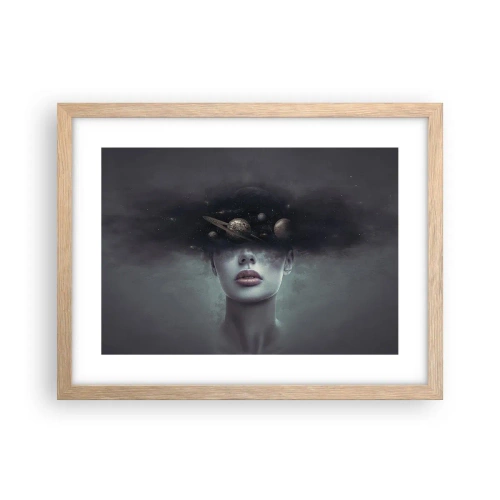 Plakat i ramme af lyst egetræ - Og planeterne er ved at gå amok... - 40x30 cm