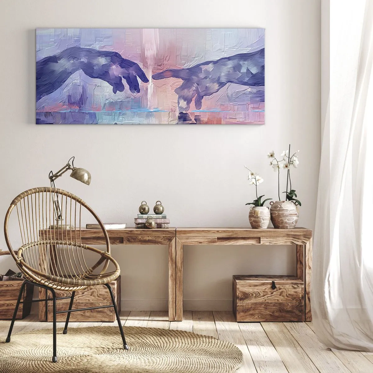 Lærredstryk - Billede på lærred - Den guddommelige gnist af liv - 100x40 cm