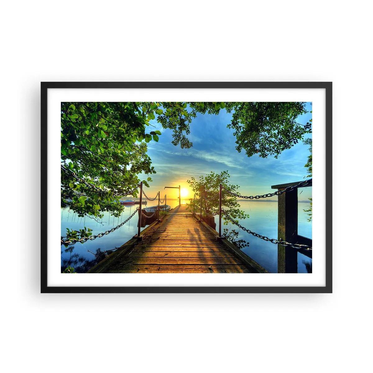 Plakat i sort ramme - Mod vest ved vandet - 70x50 cm