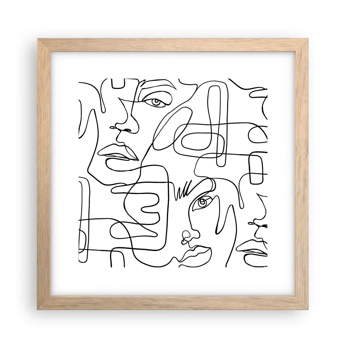 Plakat i ramme af lyst egetræ - I sammenfiltrede følelser - 30x30 cm