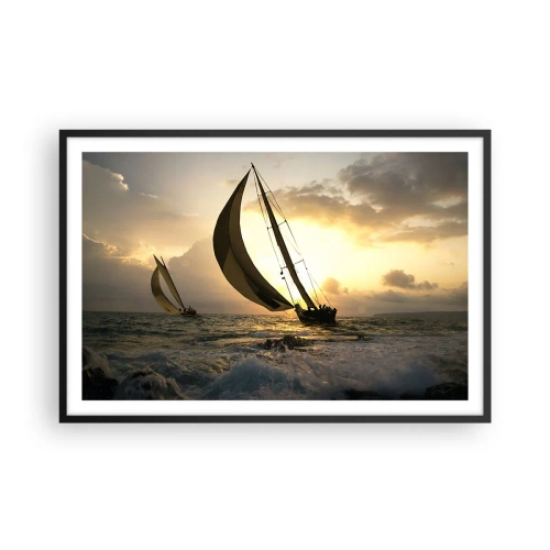 Plakat i sort ramme - I medvind og modvind - 91x61 cm