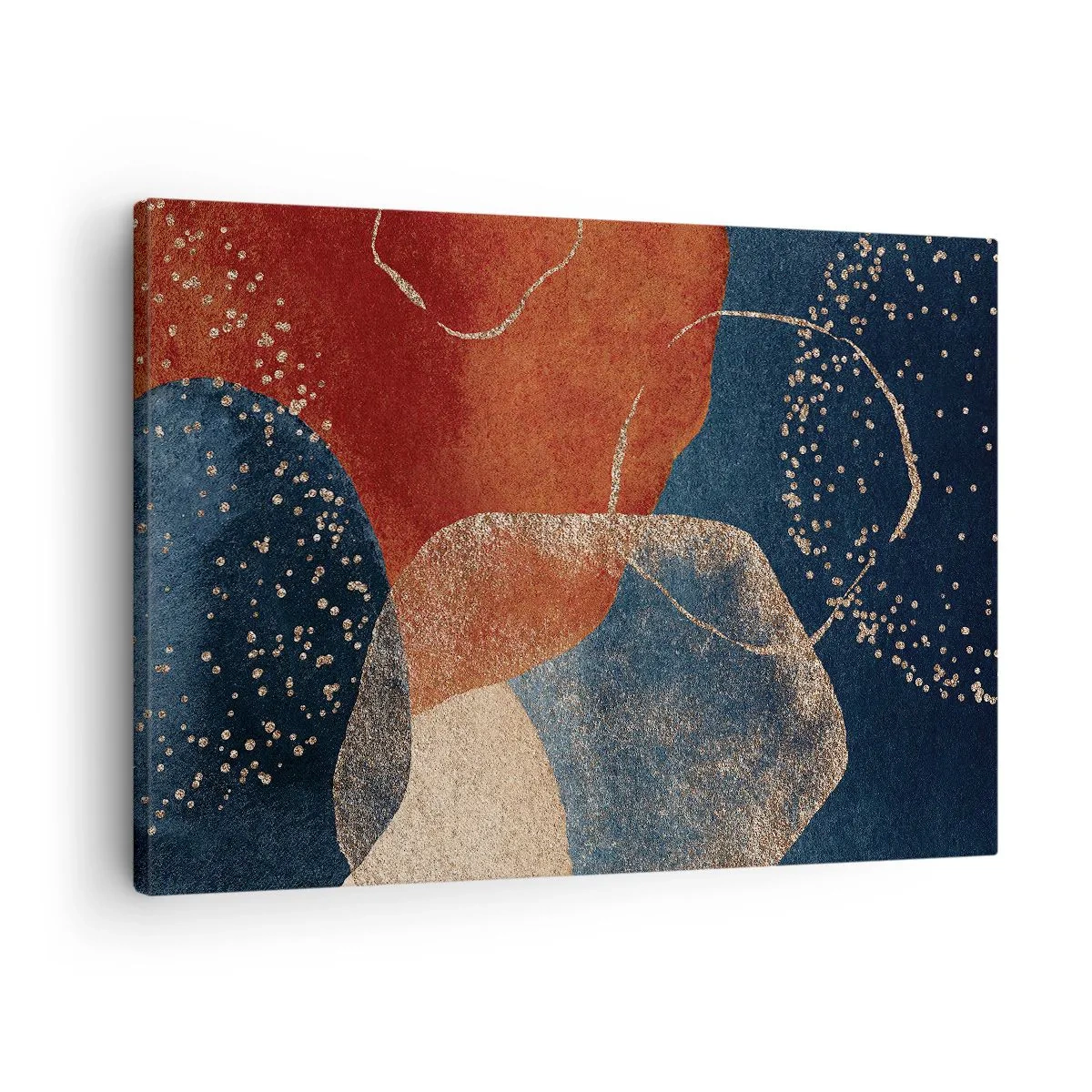Lærredstryk - Billede på lærred - Abstrakte former i nuancer af rød og blå - 70x50cm - Lethed i tilværelsen - Moderne vægdekoration til stue og soveværelse ARTTOR