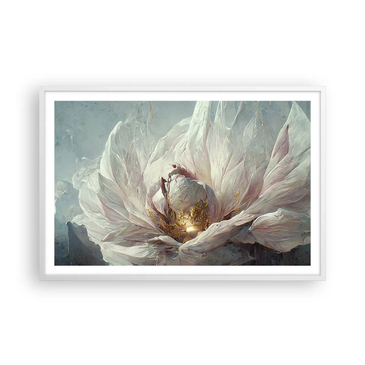 Plakat i hvid ramme - Blomstrer en gang om hundrede år - 91x61 cm