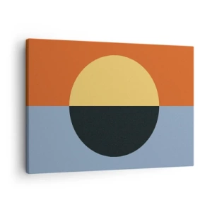 Lærredstryk - Billede på lærred - Geometrisk abstraktion med kontrasterende farver - 70x50cm - En sammensætning af varme og kølighed - Moderne vægdekoration til stue og soveværelse ARTTOR