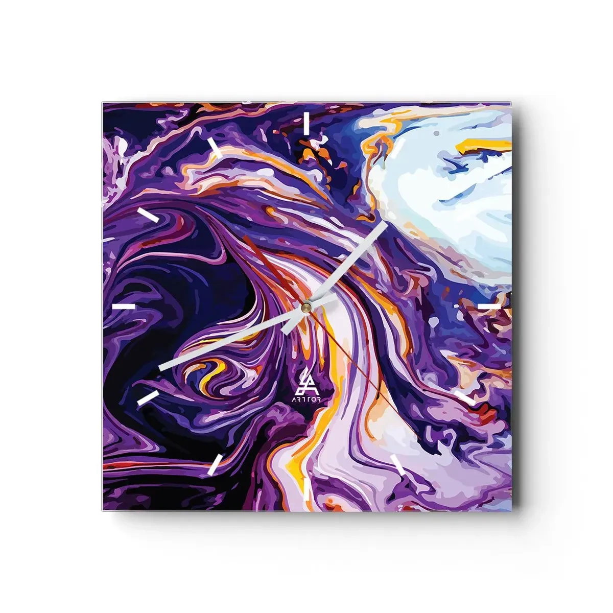 Vægur, Uret - Rummets bøjning i lilla - 40x40 cm