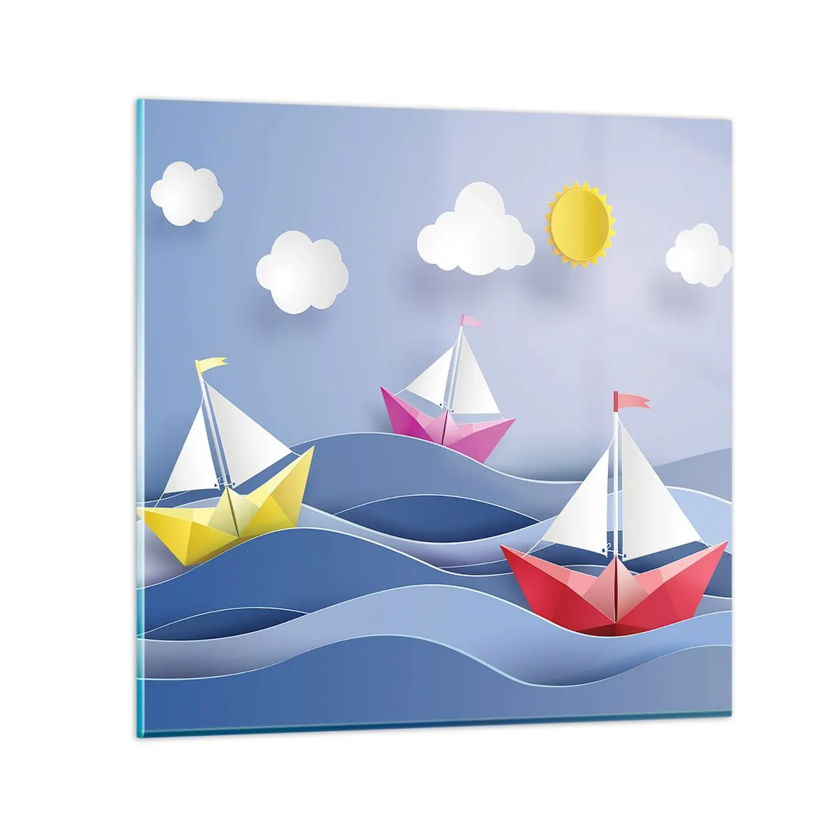 Billede på glas - Ah, hvor dejligt at svinge sig mellem bølgerne - 40x40 cm