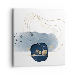 Lærredstryk - Billede på lærred - Blå-gylden fantasi - 30x30 cm
