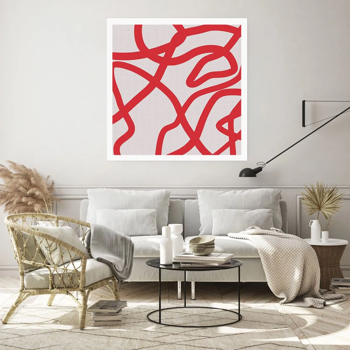 Plakat - Rød på hvid - 30x30 cm