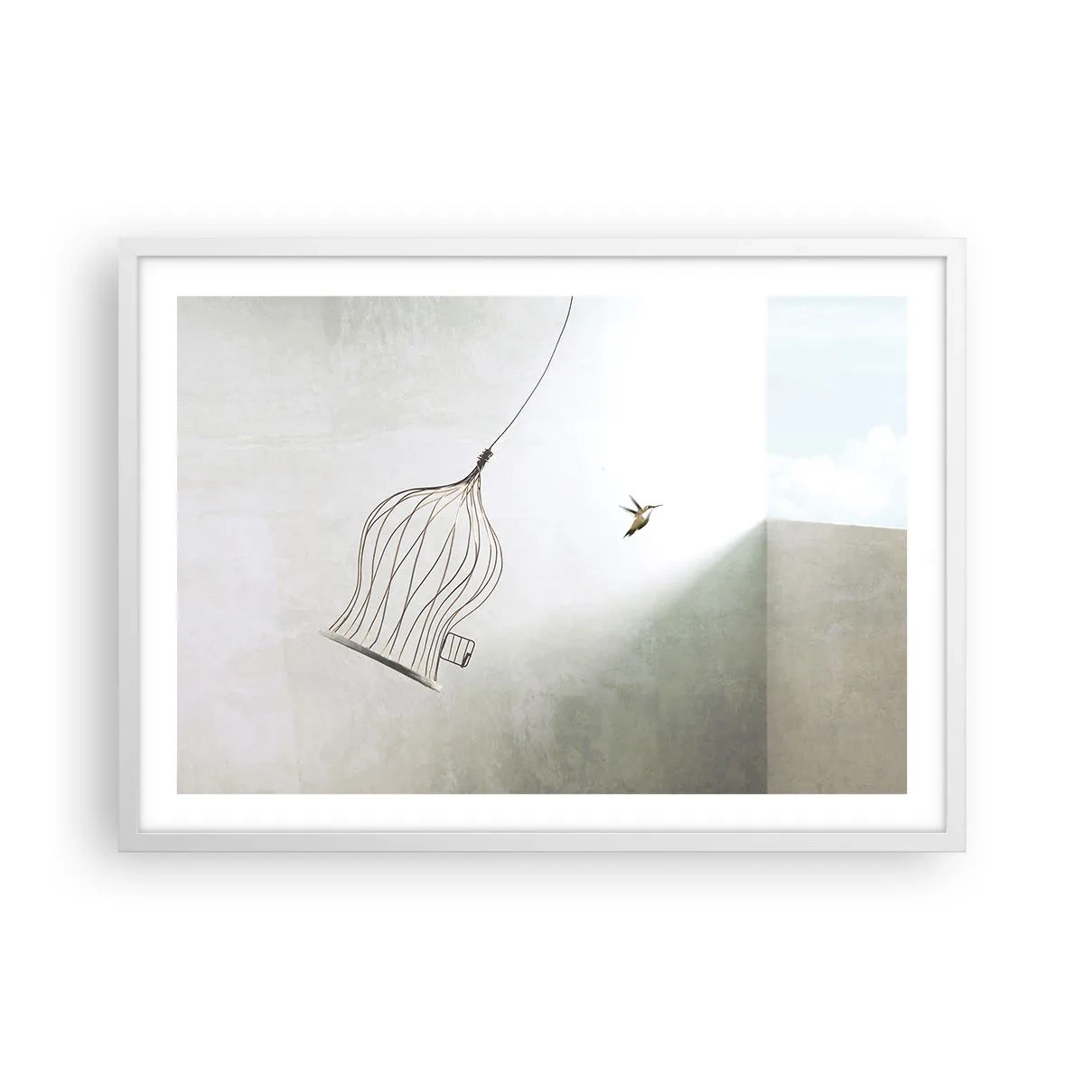 Plakat i hvid ramme - I sit elementet - 70x50 cm