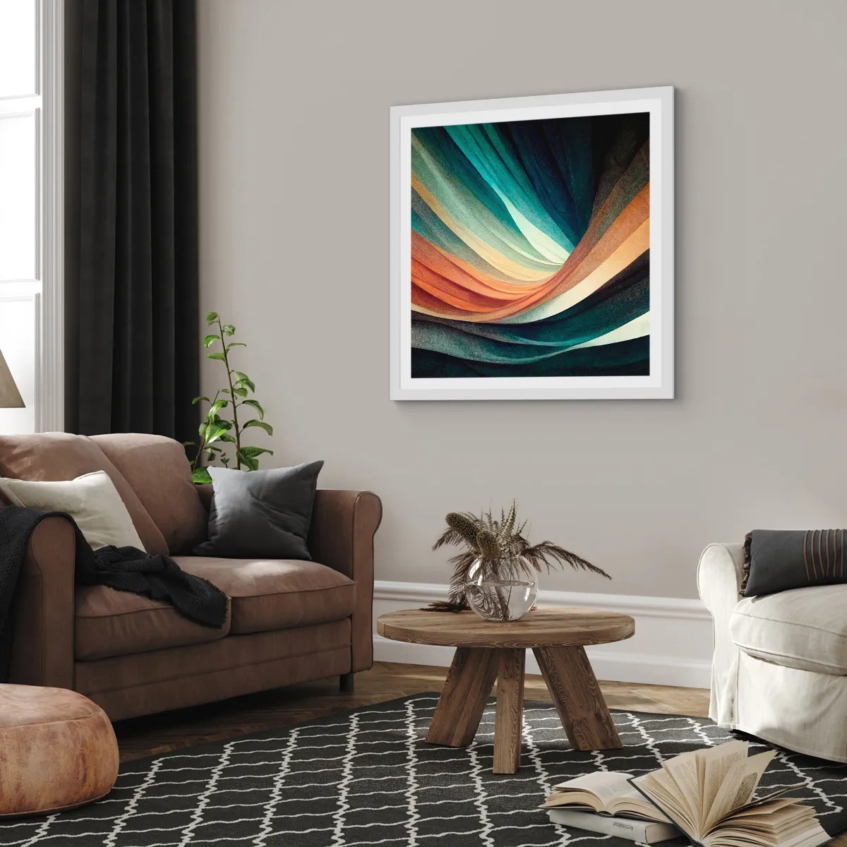 Plakat i hvid ramme - Vævet af farver - 40x40 cm