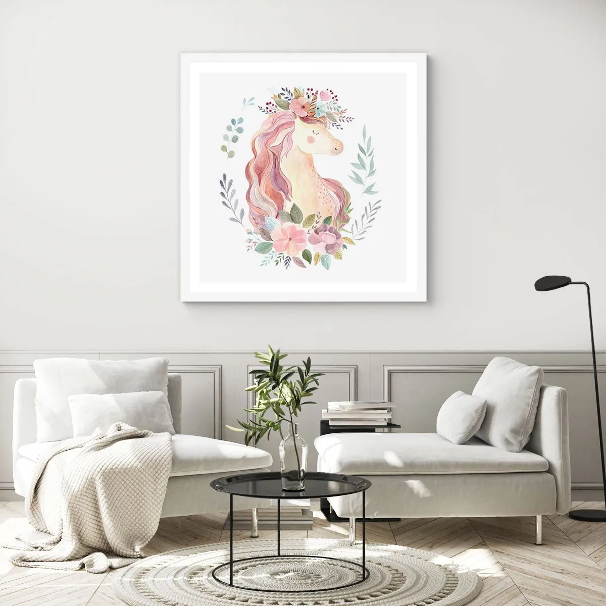 Plakat i hvid ramme - En invitation til eventyrets verden - 30x30 cm