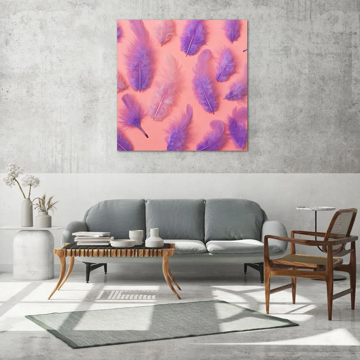 Billede på glas - Lilla fugl af begær - 30x30 cm