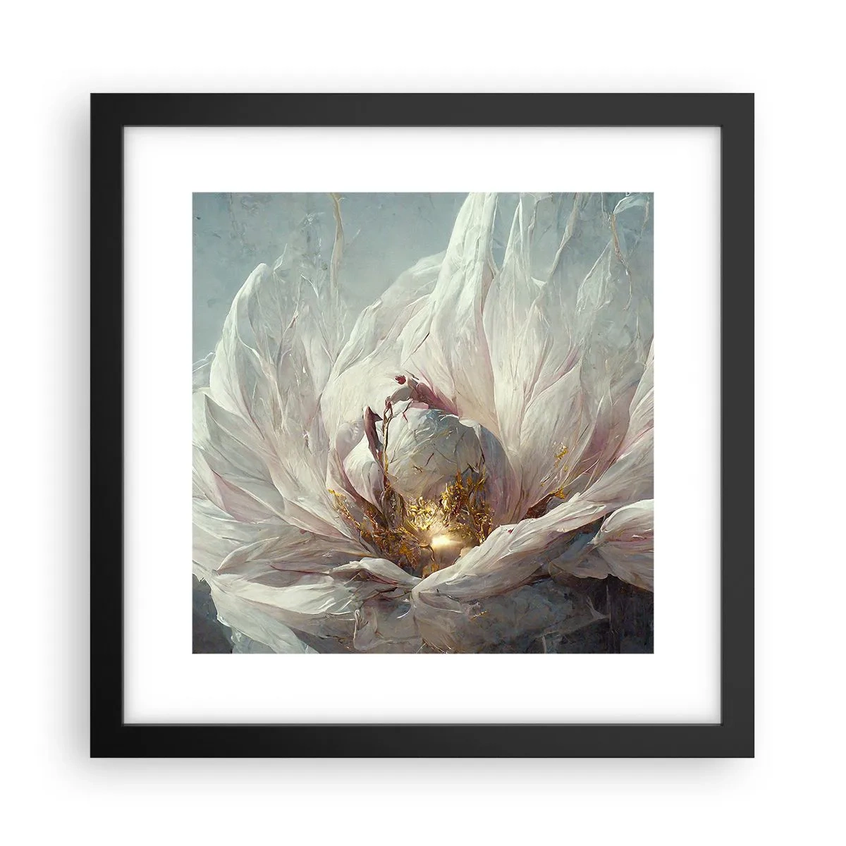 Plakat i sort ramme - Blomstrer en gang om hundrede år - 30x30 cm