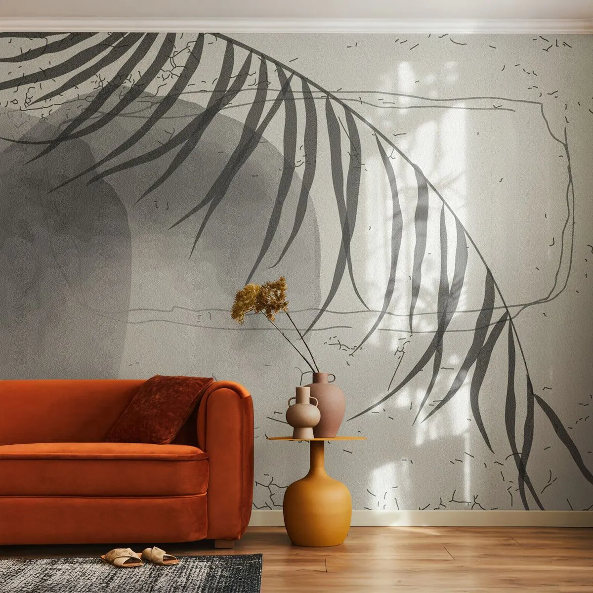 Fototapet Premium Canvas - Den subtile eksotisme i naturen - Minimalisme, Botanisk, Blad - 200x140 cm
