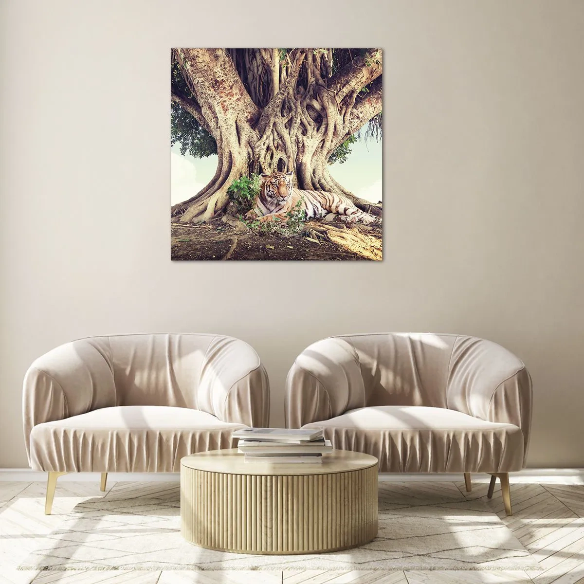 Billede på glas - Udsigt fra Første Mosebog - 50x50 cm