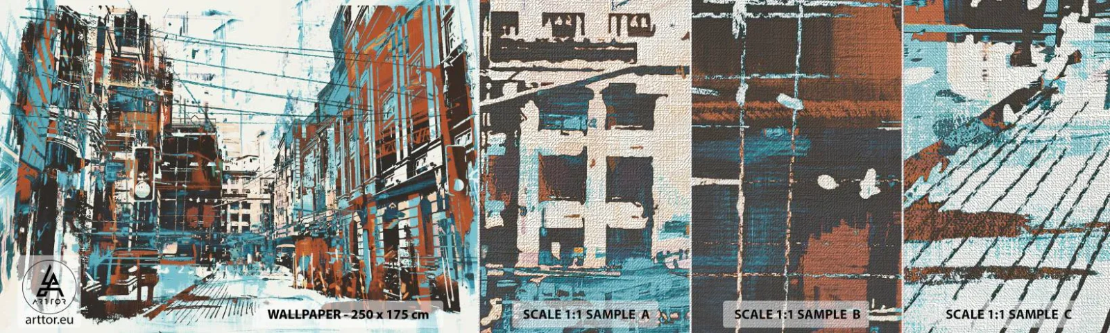Prøve Fototapet Premium Canvas - Et afmærket byspor - By, Arkitektur, Stykke - 100x30 cm