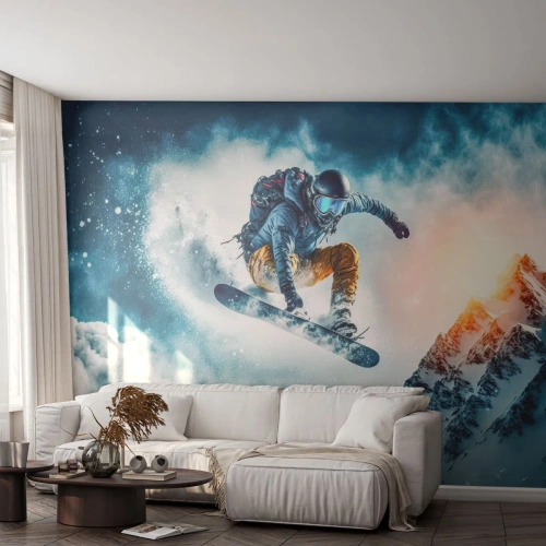 Fototapet Premium Sand - Ekstreme følelser - Snowboarding, Sport, Vinter - 200x140 cm