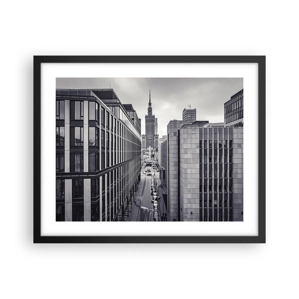 Plakat i sort ramme - Warszawa dalen - 50x40 cm