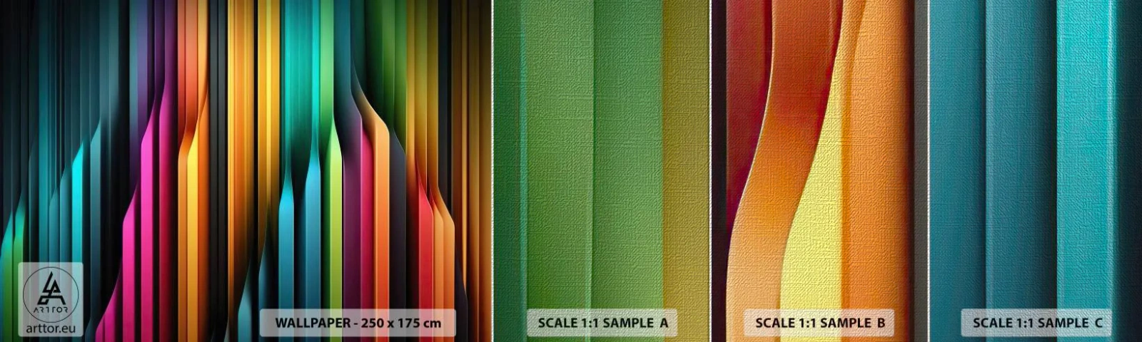 Prøve Fototapet Premium Canvas - Lysende orgel - Farverig, Linjer, Abstraktion - 100x30 cm