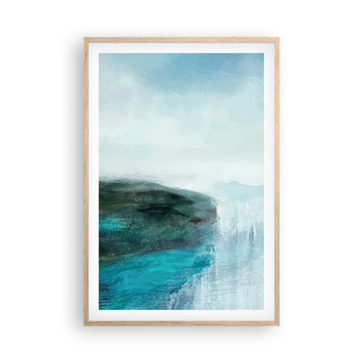 Plakat i ramme af lyst egetræ - Marin abstraktion - 61x91 cm