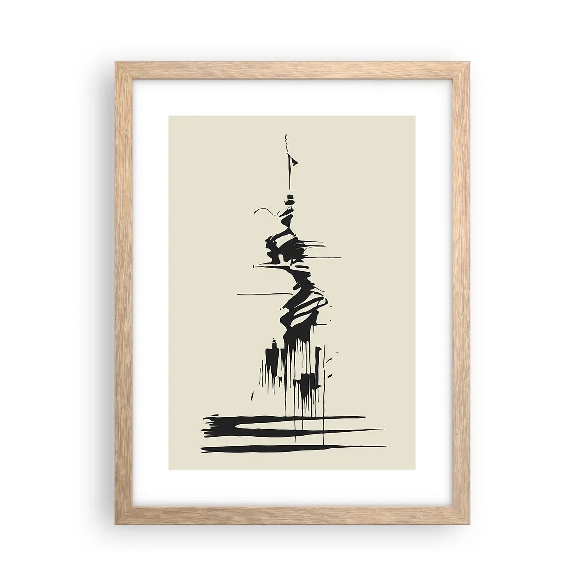 Plakat i ramme af lyst egetræ - Skyndsom abstraktion - 30x40 cm