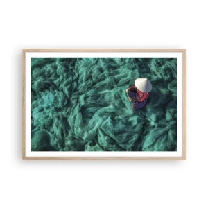 Plakat i ramme af lyst egetræ - I et hav af lys - 91x61 cm