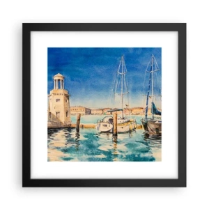 Plakat i sort ramme - Solrig lagune - 30x30 cm
