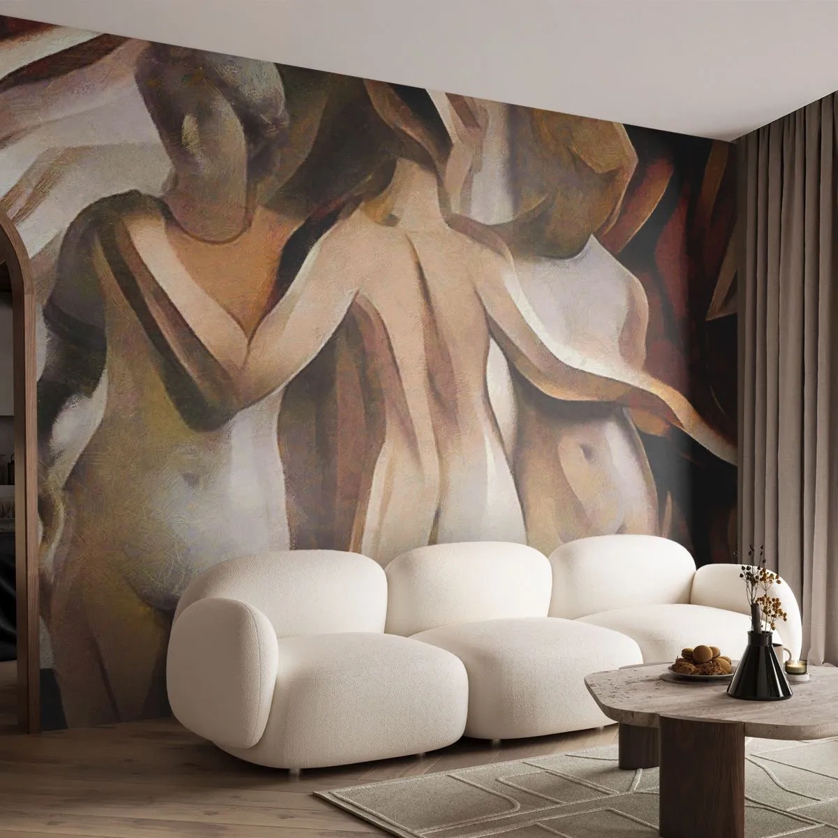 Fototapet Standard Eco - Tre Nåder 2.0 - Kvinde, Kubisme, Stykke - 200x140 cm