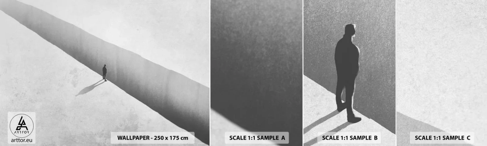 Fototapet Prøve Standard Eco - Lys destination - Afgrund, Minimalisme, Mand - 100x30 cm