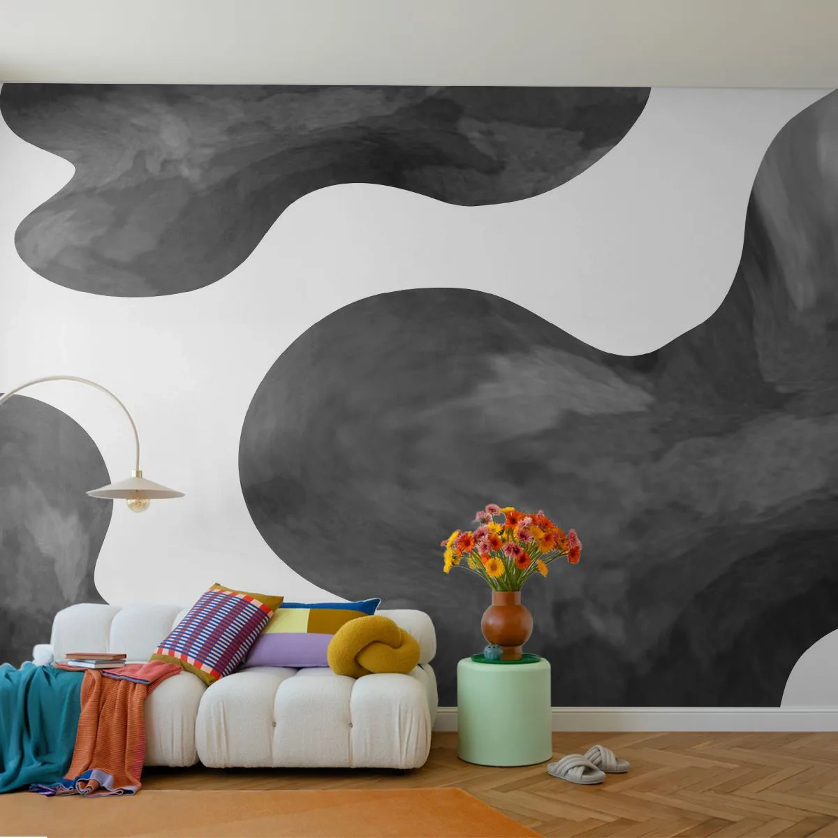 Fototapet Premium Canvas - Mælkevejen - Abstraktion, Stykke, Sort og hvid - 100x70 cm