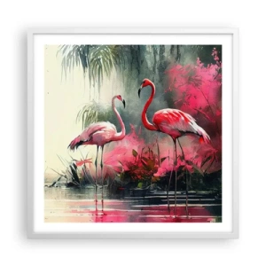 Plakat i hvid ramme - En lektion i naturlig charme - 60x60 cm