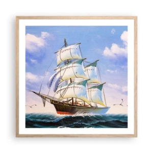 Plakat i ramme af lyst egetræ - Stolt med vinden - 60x60 cm