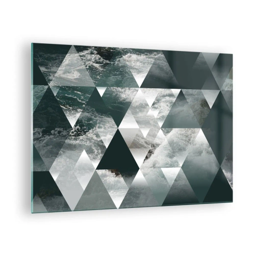 Billede på glas - Abstrakt komposition af trekanter med et vandbølgemotiv - 70x50cm - Et krystalperspektiv - Moderne vægdekoration til stue og soveværelse ARTTOR