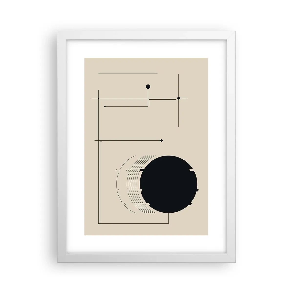 Plakat i hvid ramme - Fjedrende og dynamisk komposition - 30x40 cm