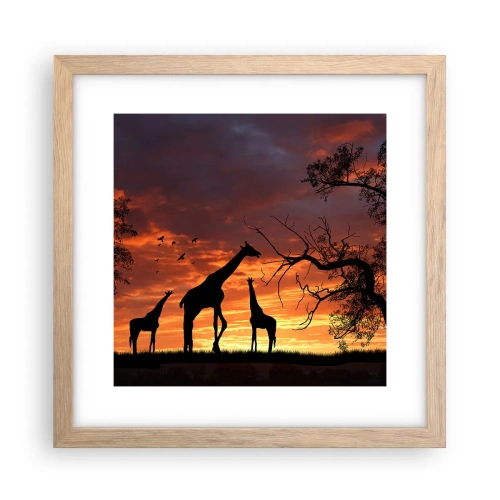 Plakat i ramme af lyst egetræ - En lille middag med dem, du holder af - 30x30 cm