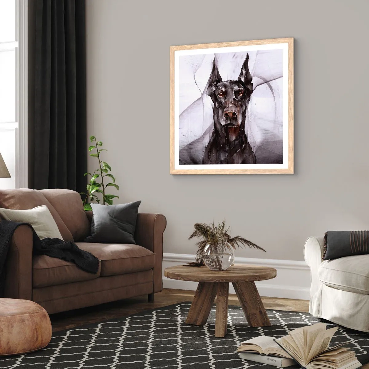 Plakat i ramme af lyst egetræ - Nobelt født - 60x60 cm