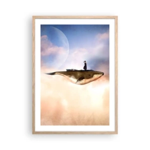 Plakat i ramme af lyst egetræ - En surrealistisk rejse - 50x70 cm
