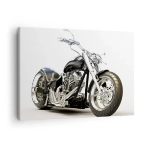 Lærredstryk - Billede på lærred - Stilfuld sort motorcykel på en hvid baggrund - 70x50cm - Styrke med karakter - Moderne vægdekoration til stue og soveværelse ARTTOR