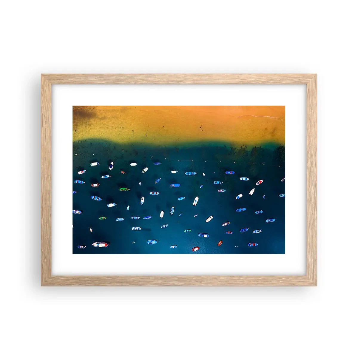 Plakat i ramme af lyst egetræ - En ferieleg - 40x30 cm