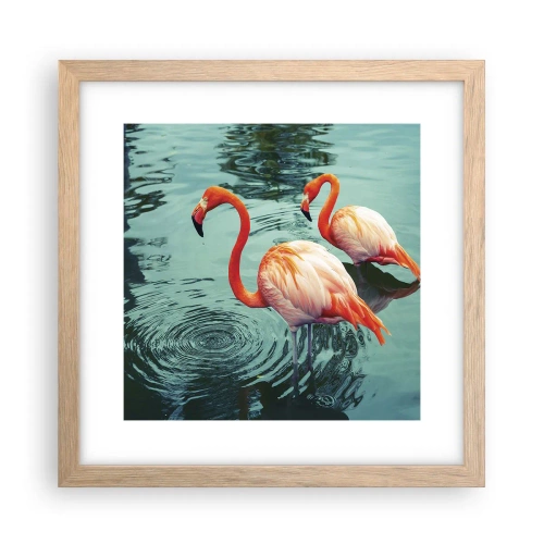 Plakat i ramme af lyst egetræ - Vi er nu på mode - 30x30 cm