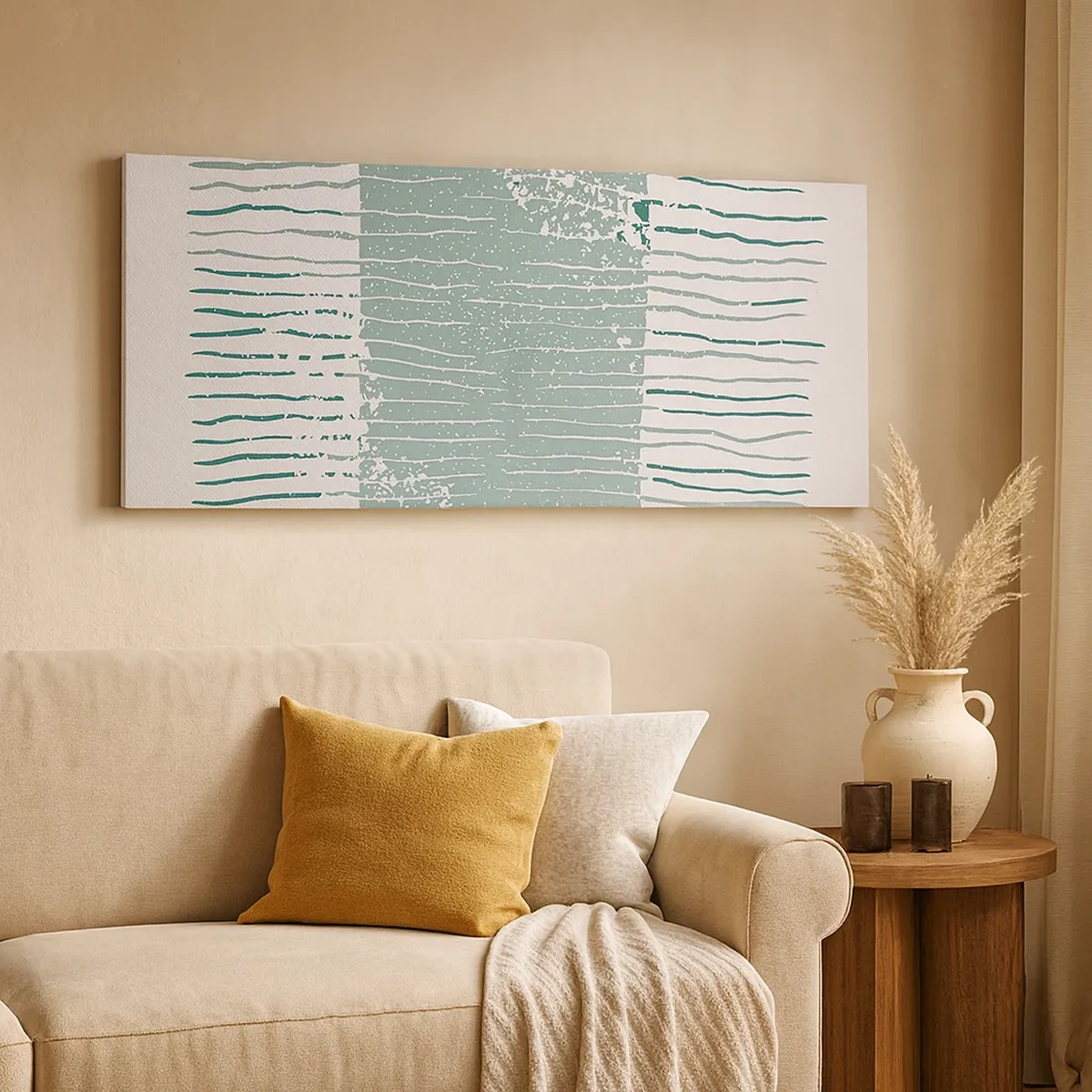 Lærredstryk - Billede på lærred - Marin abstraktion - 30x30 cm