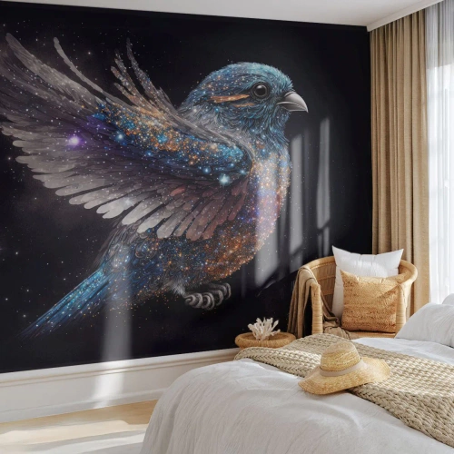 Fototapet Premium Sand - Diamantspurv - Fugl, Magi, Kosmos - 100x70 cm