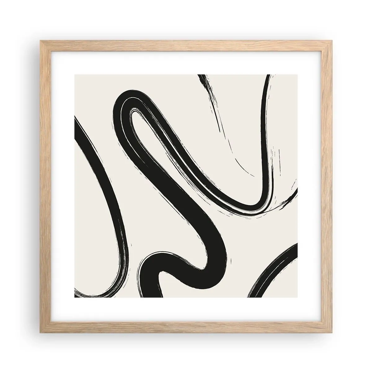 Plakat i ramme af lyst egetræ - Sort og hvid fantasifuldhed - 40x40 cm