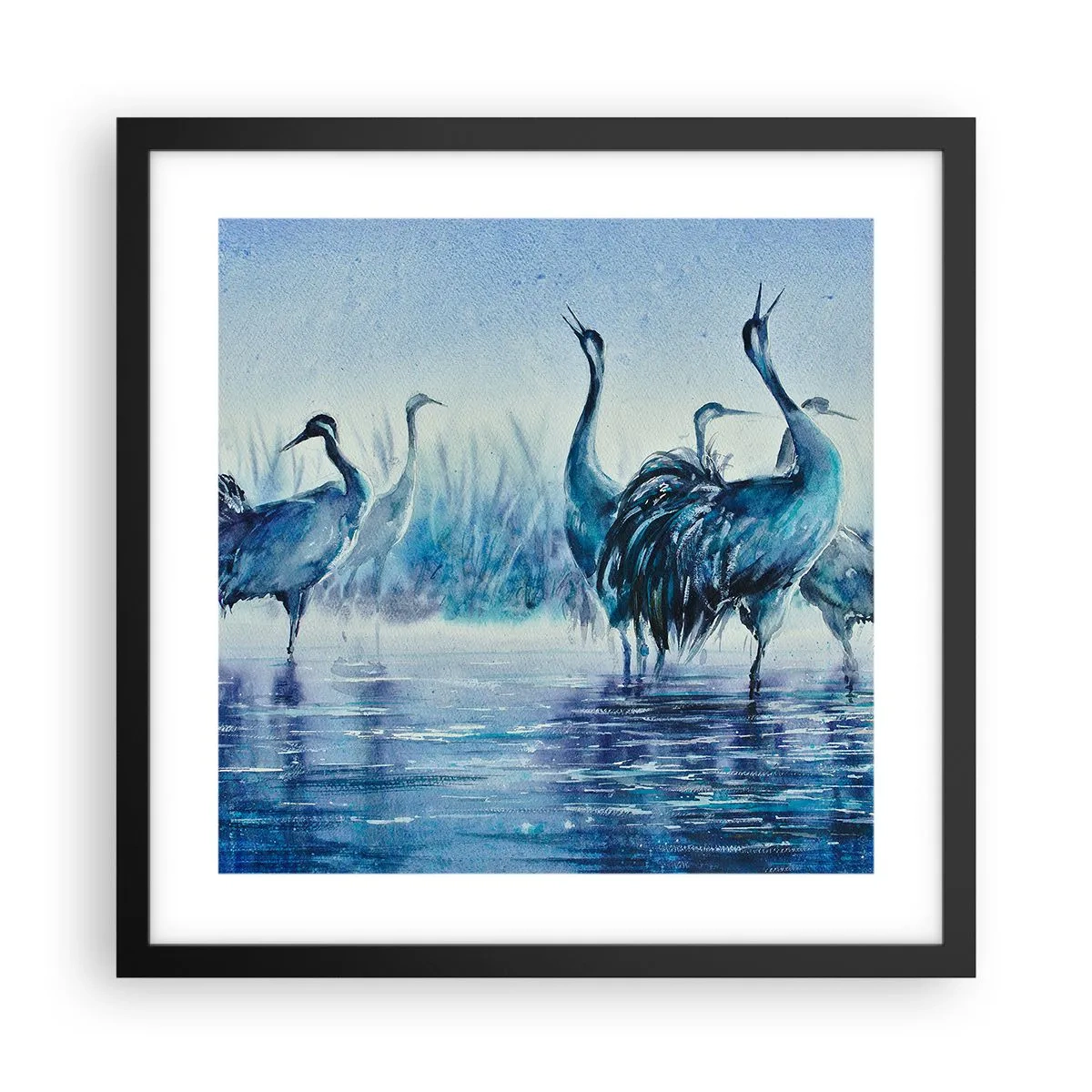 Plakat i sort ramme - Morgenmøde - 40x40 cm