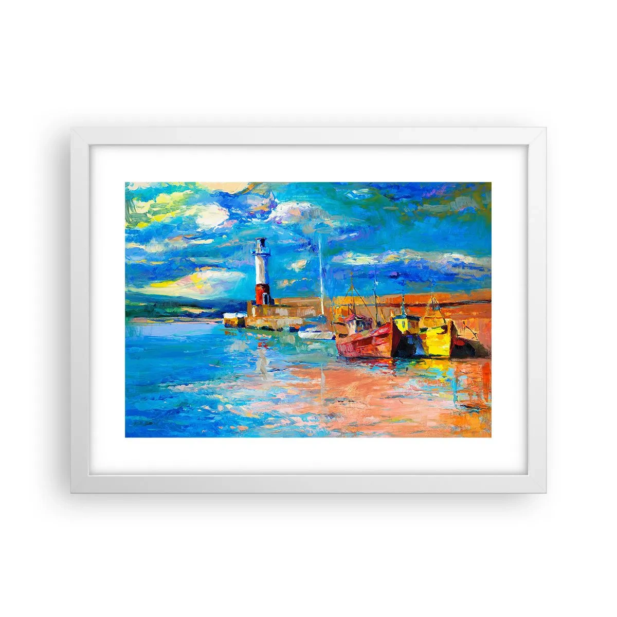 Plakat i hvid ramme - Eftermiddag i regnbuebugten - 40x30 cm