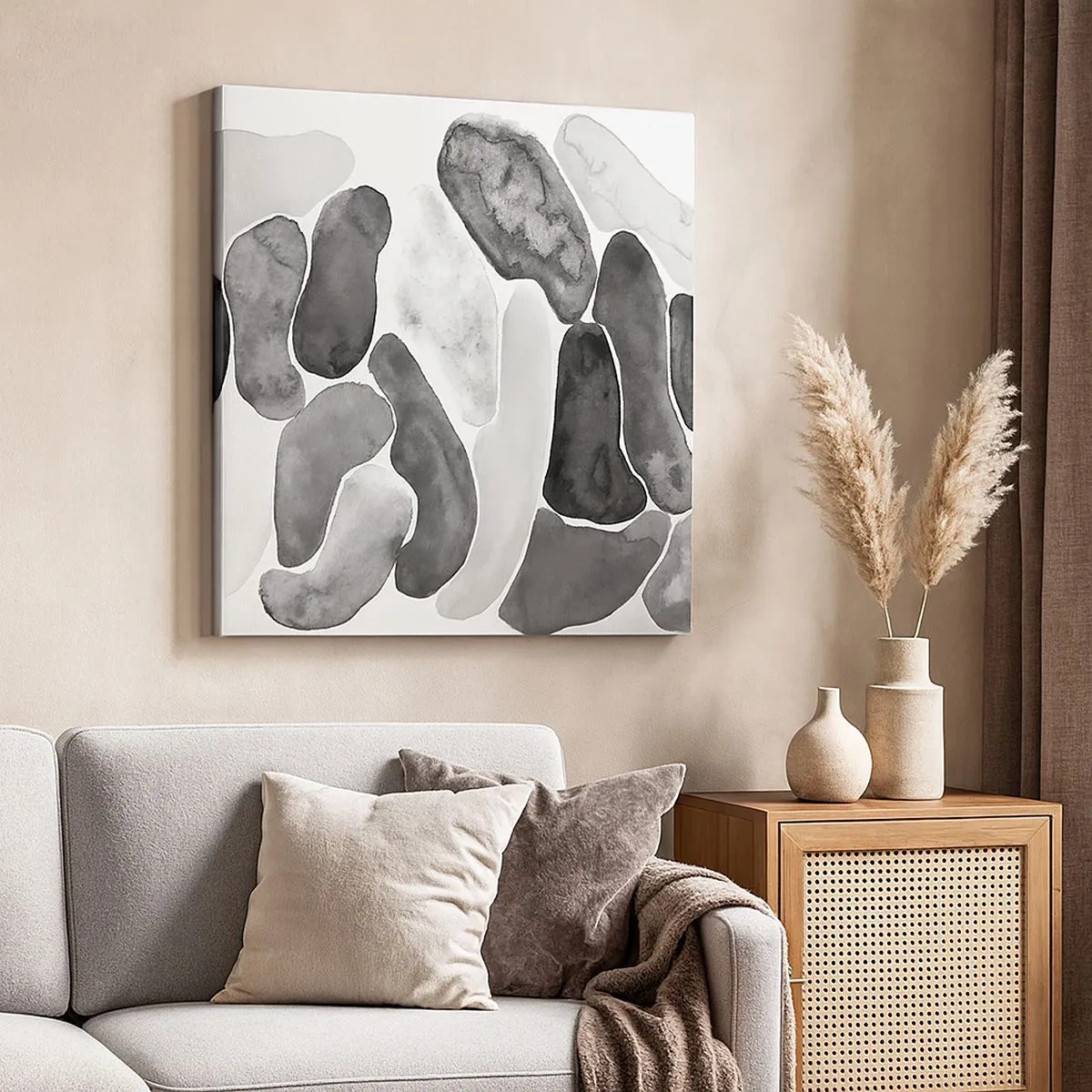 Lærredstryk - Billede på lærred - Stenet abstraktion - 30x30 cm