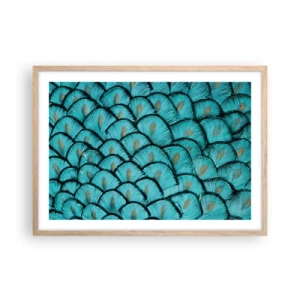 Plakat i ramme af lyst egetræ - Den store fjer-galla - 70x50 cm